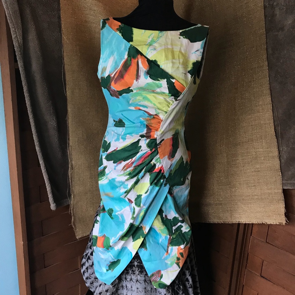Maggy London Abstract Fitted Floral Print Dress
